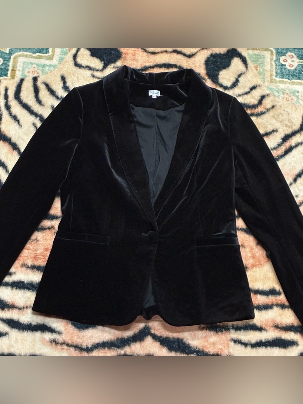 Kismet Black Velvet Single Button Blazer Jacket Medium